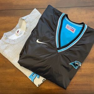 Bundle-Vintage 90’s Nike Carolina Panthers Reversible Pullover & Sweatshirt  XL